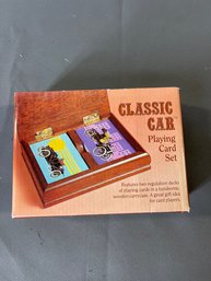 Classic Car Playing Cards In Wood Case