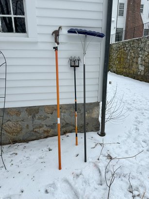 3 Yard Tools- Pole Saw, Aerator & Roof Scraper