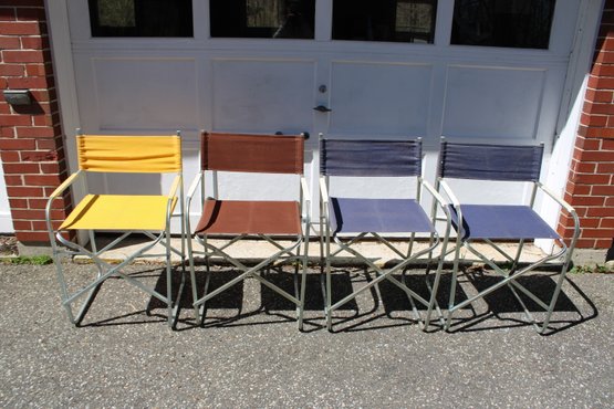 4 Vintage Aluminum Folding Directors Chairs - 28' Tall