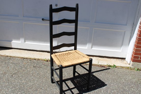 Antique Ladder Back Rush Seat Chair