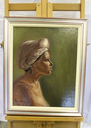 Portrait Of A Woman By Jan Rozene Oil On Board 20.5x24.5