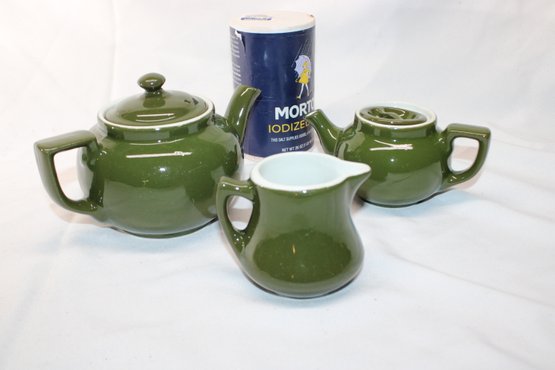 Green Hall Teapot Creamer And Sugar Bowl #2