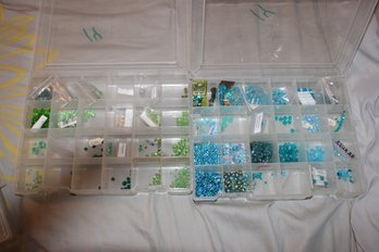 Assortment Of Blue & Green Glass Beads For Jewelry Making (14)