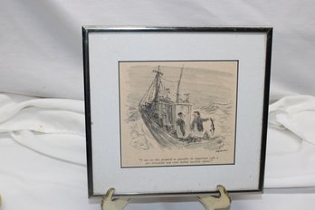 Framed James Stevenson Cartoon - Fisherman Fishing Boat