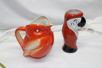 Parrot Vase & Red Bird Pitcher