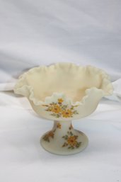 Ruffled Fenton Pedestal Bowl Hand Painted By Donna Robinson