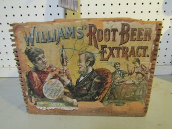 Antique Williams Root Beer Extract Wood Box - No Lid