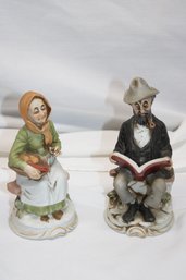 Vintage Roma Ceramic Old Man Woman Couple Figurines