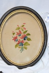 Vintage Theorem Painting Flowers Oval Frame