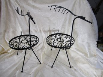 2 METAL WIRE REINDEER PLANT STANDS 16' TALL