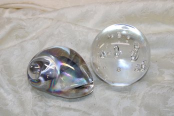 2 Glass Paperweights