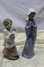 2 Nao Figurines Praying Girl & Choir Altar Boy