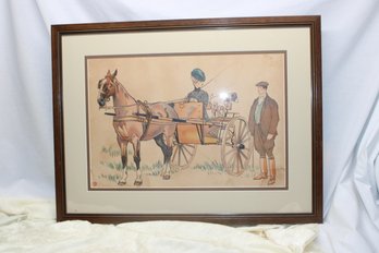 Man Woman Horse Cart Carriage Print