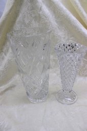 2 Heavy Glass Vases