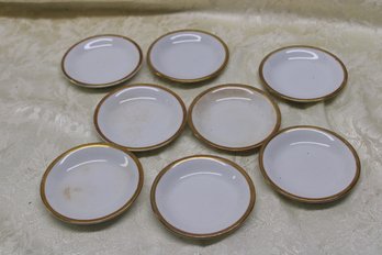 8 Small W.H. Grindley Plates Gold Trim