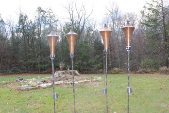 4 COPPER & METAL TIKI TORCHES