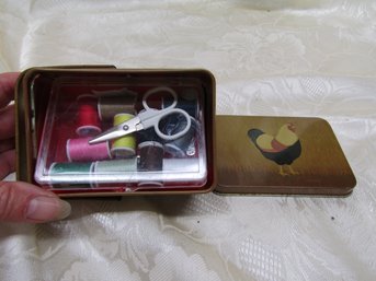 SEWING KIT IN ROOSTER TIN