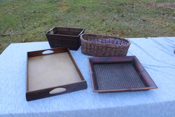 COLLECTION OF TRAYS AND BASKETS