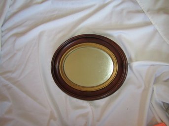 Walnut & Brass Oval Wood Mirror #1