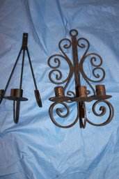 2 METAL WALL CANDLESTICK HOLDERS