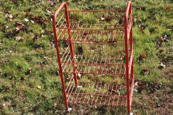 Orange Metal Rolling Cart Rack