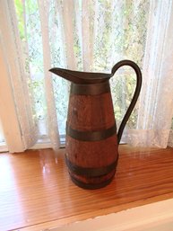 Vintage Antique Wood And Brass 13' Tall Pitcher