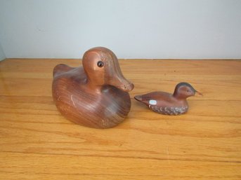 2 Carved Wood Ducks