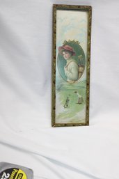 VINTAGE WOMAN GOLFER FRAMED PRINT