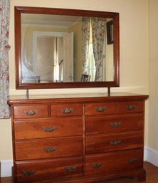 VINTAGE FOREST SOLID CHERRY 8 DRAWER LOWBOY DRESSER AND MIRROR