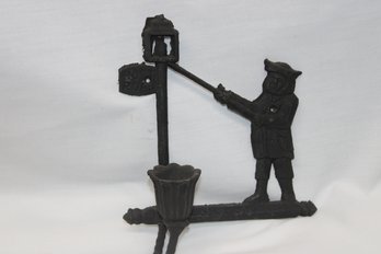 CAST IRON LAMPLIGHTER WALL CANDLE HOLDER