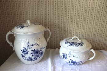 2 ANTIQUE EMPIRE TRENTON 'LILY' CHAMBER POTS