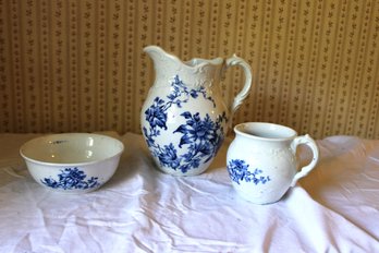 ANTIQUE EMPIRE TRENTON 'LILY'  WASH BASIN PITCHER AND POT