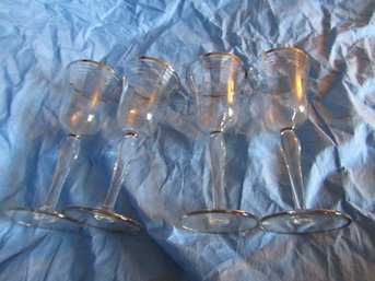 Set Of 4 Platinum Rimmed Cordial Glasses