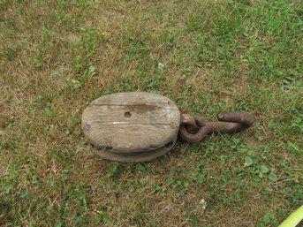 VINTAGE WOOD PULLEY