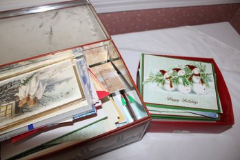 Tin Full Of Unused Greeting Cards