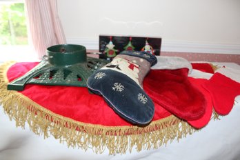 Christmas Tree Stand Stockings And Ornaments