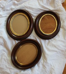 3 Vintage Wood Oval Frames