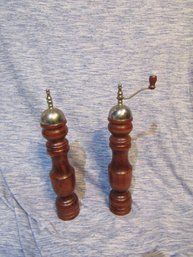 Tall Wood Salt Shaker And Pepper Mill