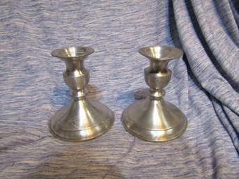 2 Leonard Pewter Candlestick Holders