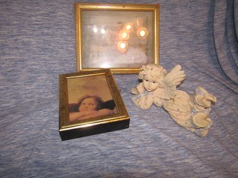 Angel Cherub Jewlery Box And Figurine