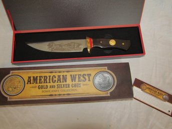 AMERICAN WEST GOLD AND SILVER COIN BOWIE KNIFE COLLECTION