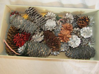 ASSORTMENT OF DECORATIVE PINE CONES