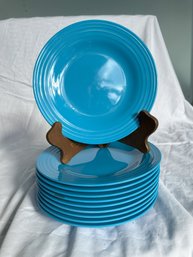 10 PLASTIC BLUE PLATES