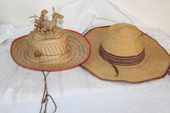 WICKER STRAW HATS