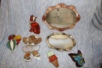 Assortment Of Stained Glass Mirrors And Figures