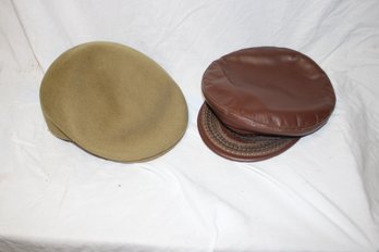 2 Vintage Mens Hats - Kangol & Leather