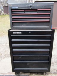 CRAFTSMAN BLACK 2PC ROLLER TOOL CHEST CABINET 12 DRAWERS