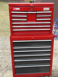 RED SEARS CRAFTSMAN ROLLER 2 PC 15 DRAWER TOOL CHEST CABINET