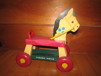 VINTAGE PLASTIC FISHER PRICE ROLLING HORSE