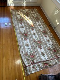 1 PANEL - 96' LONG X 48' W FLORAL & TAN WHITE LINED CURTAINS